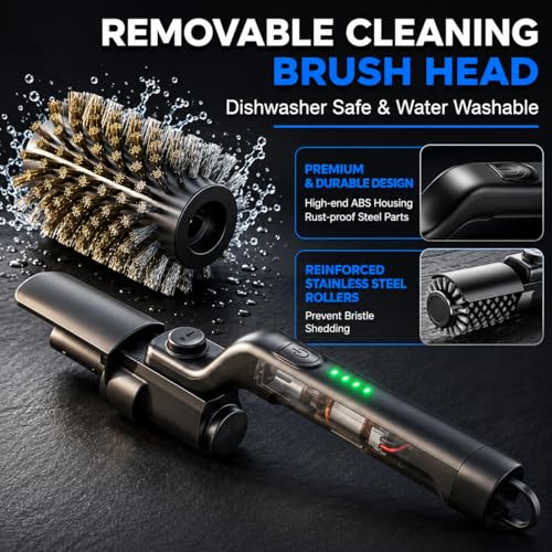 Grill Brush Electric, Cordless Electric Grill Brush, 24kg High Torque 3-Speed Power Grill Scrubber with Adjustable Head and USB-C Charging, Grill Cleaning Tools, Camping, and Patio Cooking by Fancyhonor - Used condition - Image 5