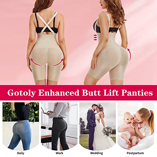 Gotoly Womens Shapewear Tummy Control Panties Butt Lifter Hip Enhancer Seamless High Waist Body Shaper Shorts Thigh Slimmers (Beige,Large) #TOP6