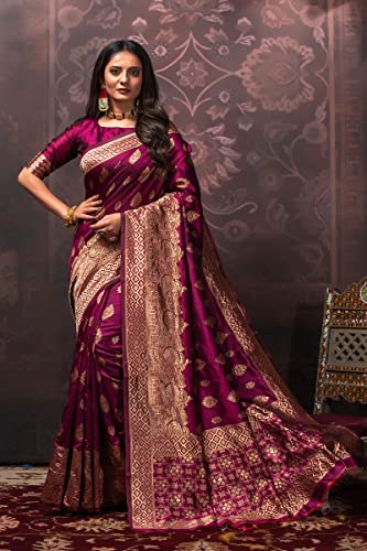 Image of Lilots Women's Designer Banarasi Silk Jacquard Designer Saree With Blouse Piece