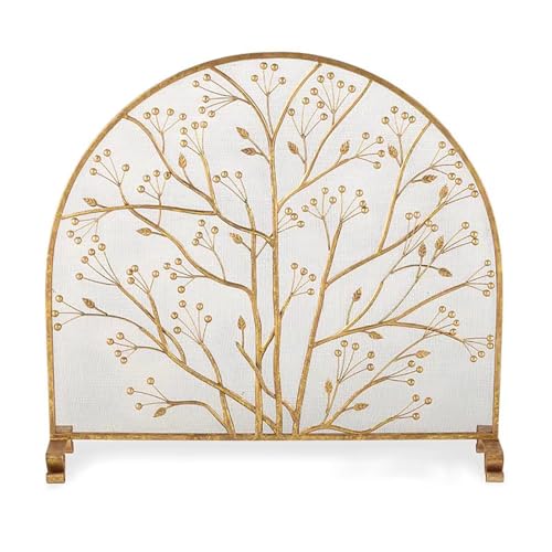Pantallas para chimeneas doradas con panel redondo decorativo para estufa de leña tradicional