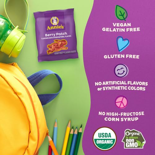 Annie's Organic Berry Patch Fruit Flavored Snacks, No Artificial Dyes, 10Ct | #1 Ingredient Real Fruit, Individual Pouches Great for Lunch Boxes, Good Fiber Source, Gluten Free, Gelatin Free, Non GMO - image 5