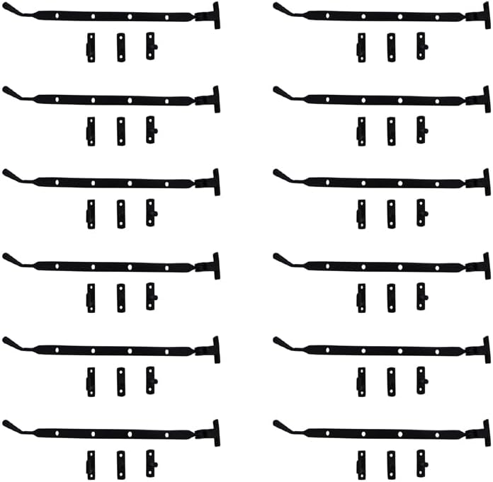 Adonai Hardware 13" "Jerahmeel Iron Heavy Duty Window Latch Lock Casement Stay, Easy to Install, Window Hardware Accessories Fittings (Supplied as 12 Pieces per Pack) - Black Powder Coated