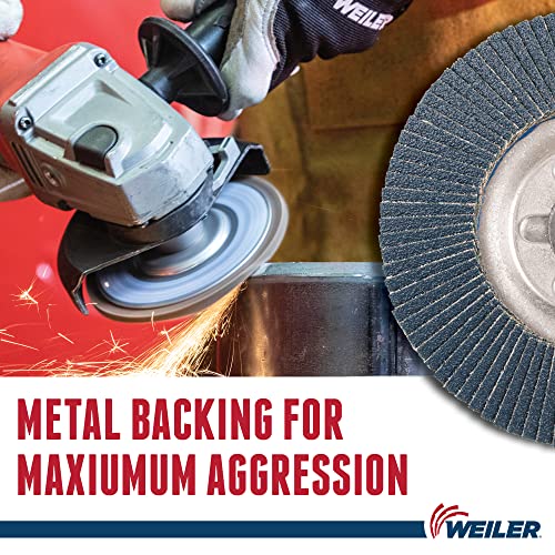 Image of Weiler 50520 Tiger Abrasive Flap Disc, Type 29, Threaded Hole, Aluminum Backing, Zirconia Alumina, 4-1 /2 inch Dia., 80 Grit
