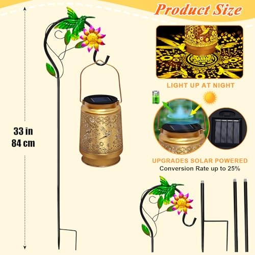 image for EDOF Solar Lanterns Outdoor Waterproof with Shepherd Hook,Mothers Day 