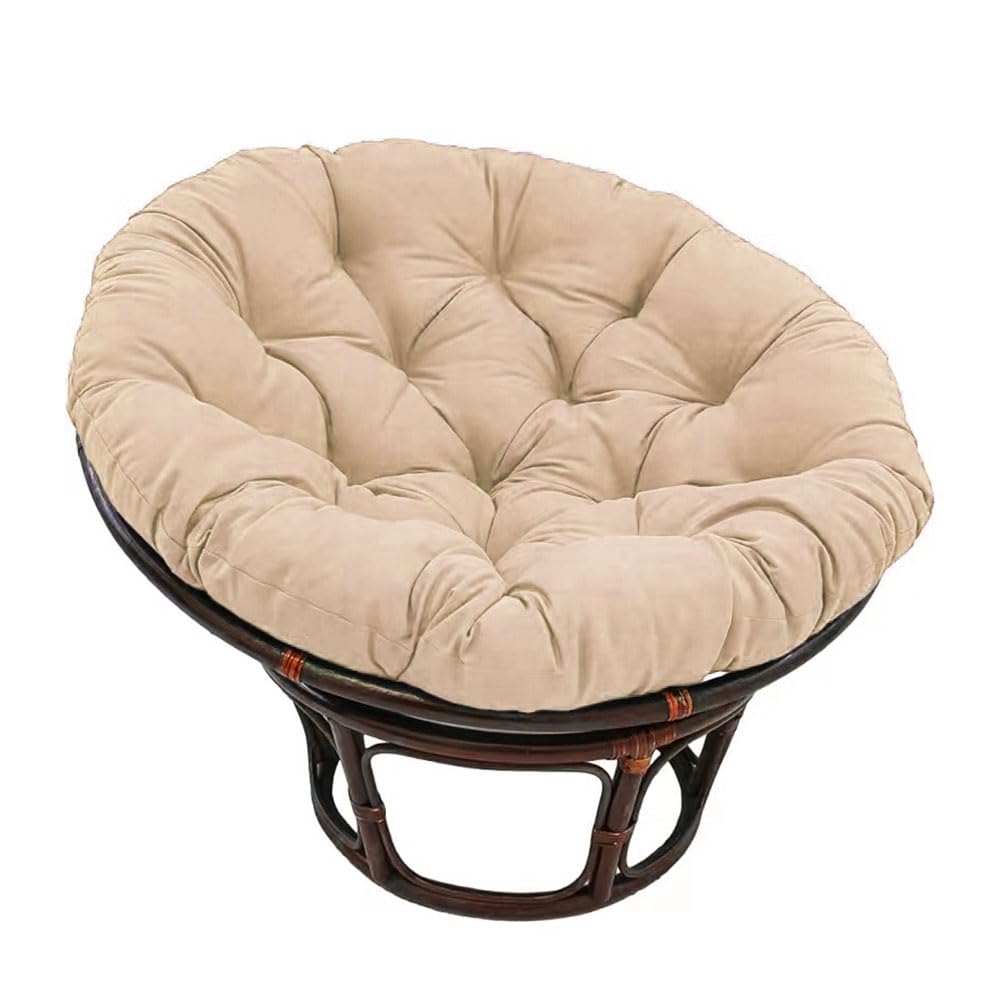 Surwin Papasan Chair Cushions, Thick Round Chair Cushions Hammocks Swing Pads, Papasan Round Chair Cushions with Fixing Straps, Outdoors Indoor Egg Chair Cushion (80cm,Khaki)