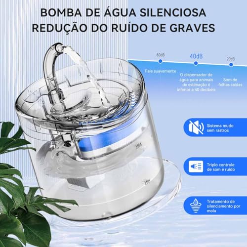 Bebedouro Fonte de Agua Gato Cao Pet Cachorro 2 Litros Animal de Estimaçao Filtro USB Automatico Sil
