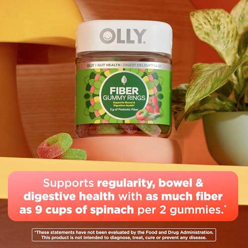 Image of OLLY Fiber Gummy Rings, Digestive Health Supplement, Berry Melon - 50 Count