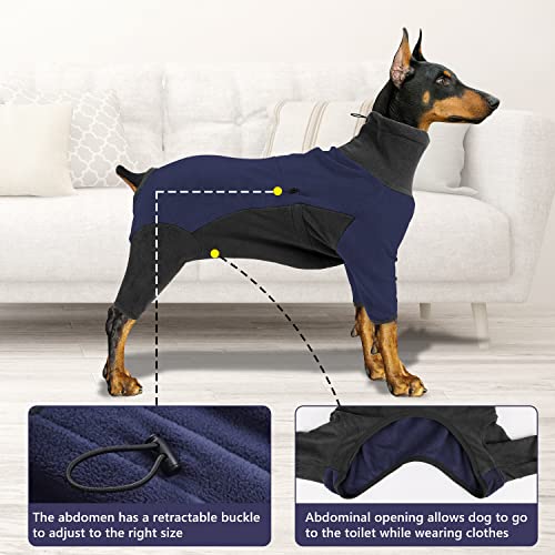 Etdane Dog Winter Coat Warm Fleece Cold Weather Jackets Full Body Shedding Onesie High Collar Pet Sweater For Small Large Medium Dogs Grey/Blue Small #TOP4