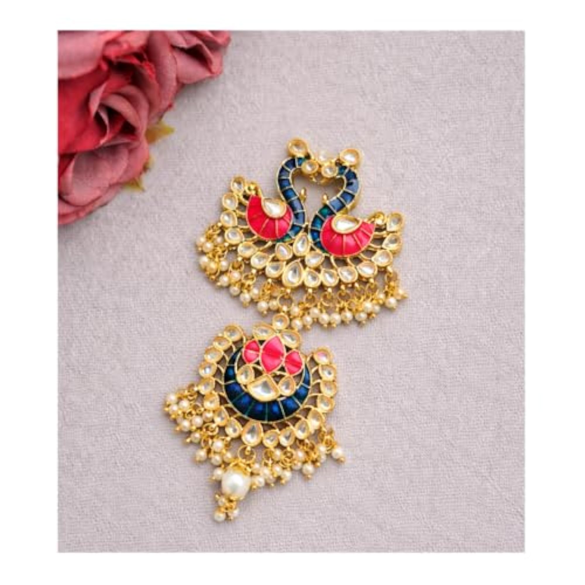 Gold Plated Traditional Indian Hairpin with Meenakari Work