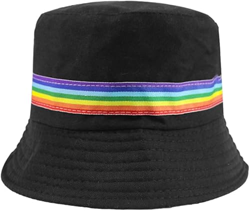 TENDYCOCO Sombrero de pescador bordado de arco iris, sombrero de pescador unisex con protección UV para hombres y mujeres, Arco iris