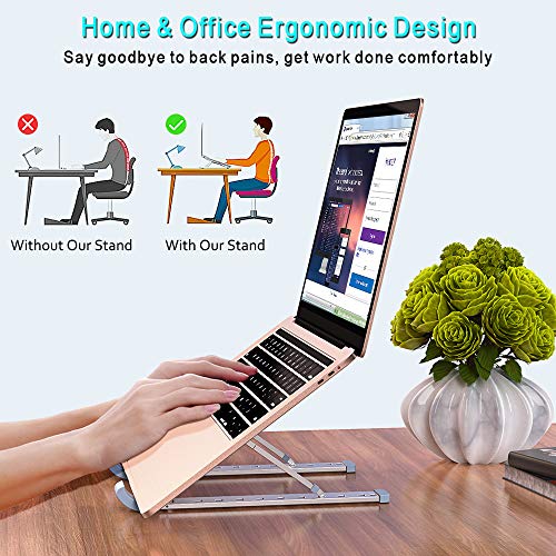 Image of Babacom Laptop Stand, Aluminum Portable Laptop Cooling Desk Holder, 9-Levels Adjustable Notebook Riser Mount, Ventilated Computer Stand, Compatible with MacBook Pro Air, iPad, Dell,10-15.6 inch Laptops