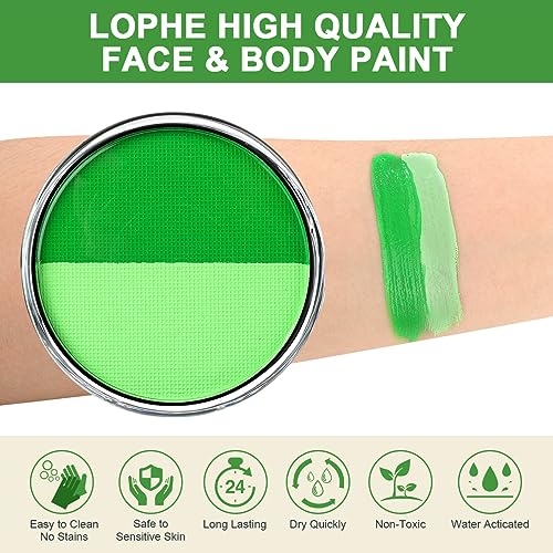 LOPHE Farba do twarzy, 2 kolory, rozpuszczalny w wodzie pigment do makijażu twarzy dla dorosłych i dzieci, farba paleta na bazie wody, materiały do malowania twarzy na Halloween, dramat, spektakl