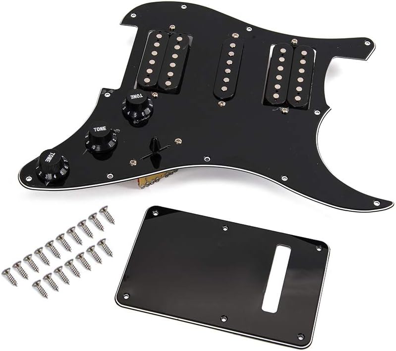 Alnicov Black Wired HSH Guitar Loaded Pickguard with Humbuckers, 17 Screws and Back Cover - Image 4