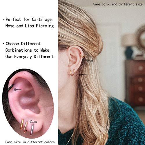 Small Gold Huggie Hoop Earrings Set Hypoallergenic Tiny Hoops Earrings For Cartilage Helix Tragus Lobes Hinged Sleeper Earrings For Women Men For Multiple Piercings (6/8/10/12Mm Gold,4 Pairs) #TOP5