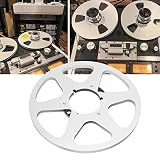 10-calowa Otwarta Szpula Audio Aluminiowa Szpula Odbiorcza, Pusta Szpula Odbiorcza na małą piastę, Magnetofon Szpulowy na taśmę magnetofonową na Taśmy 1/4 Cala, Magnetyczna (Srebrny kolor)