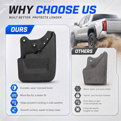 Image of Upgraded Mud Flaps Fit for 2026 2025 2024 Toyota Tacoma, No Drilling /Tape Wheel and Tire Splash Guard Fenders Compatible with Toyota Tacoma Parts, All Weather Protector Mud Guards for Trucks, 4PC
