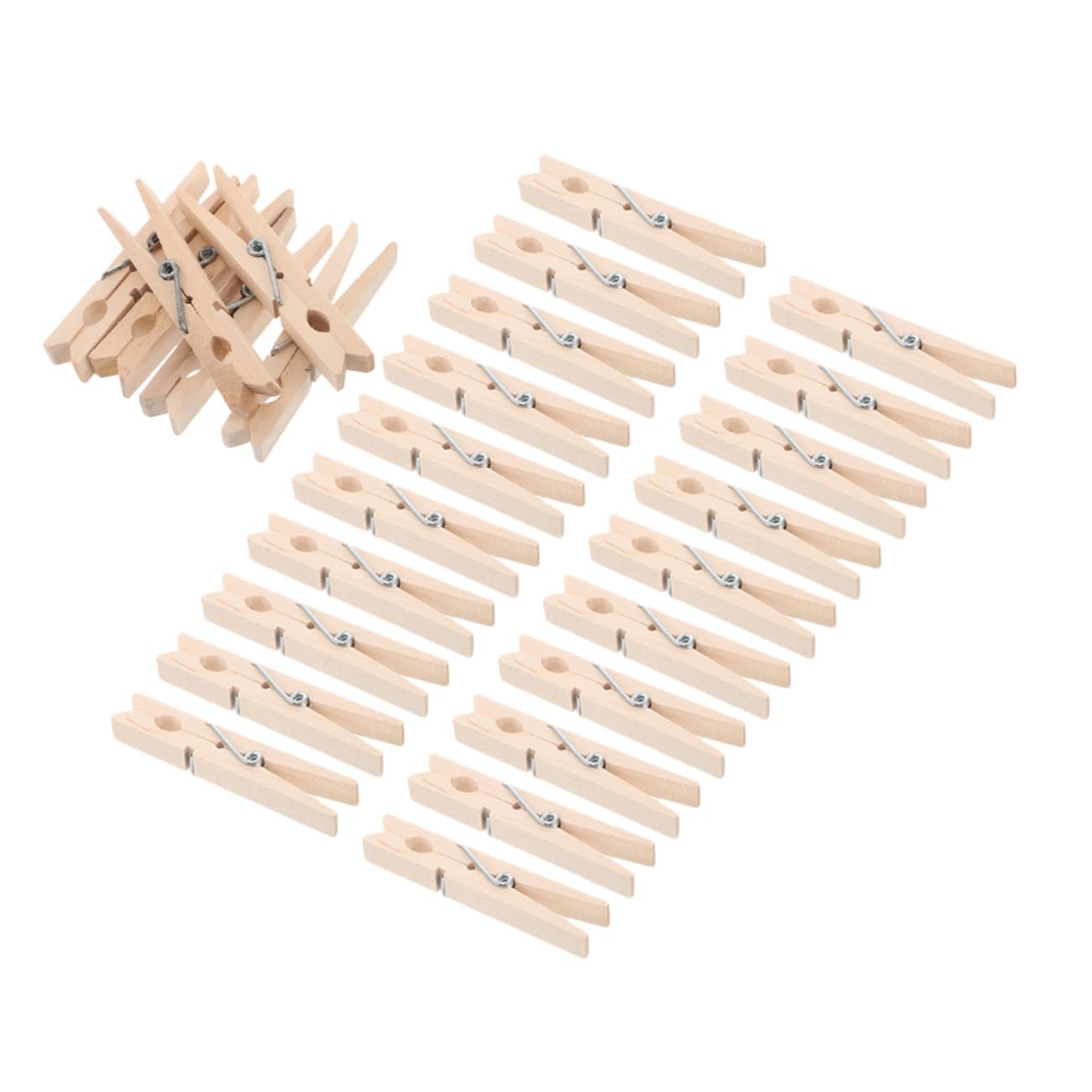 INOOMP 70 Piezas Pinzas de Madera para Ropa Unidades Diseño Antideslizante y Resistente al Viento Clips sin Pintar para Colgar Fotos Manualidades y Secado Seguro Exteriores