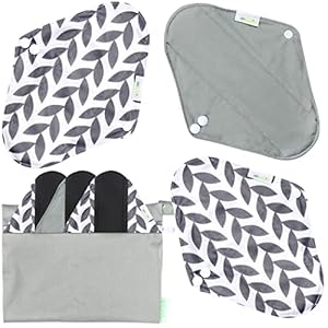 wegreeco Reusable Menstrual Pads – Reusable Sanitary Pads | Reusable Panty Liners | Soft Cloth Menstrual Pads – 6 Pack with 1 Cloth Mini Wet Bag (Medium, Luxury)