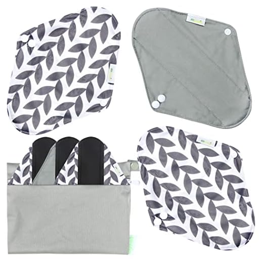 wegreeco Bamboo Charcoal Reusable Menstrual Pads - Reusable Sanitary Pads | Reusable Panty Liners | Soft Cloth Menstrual Pads - 6 Pack with 1 Cloth Mini Wet Bag (Medium, Luxury)