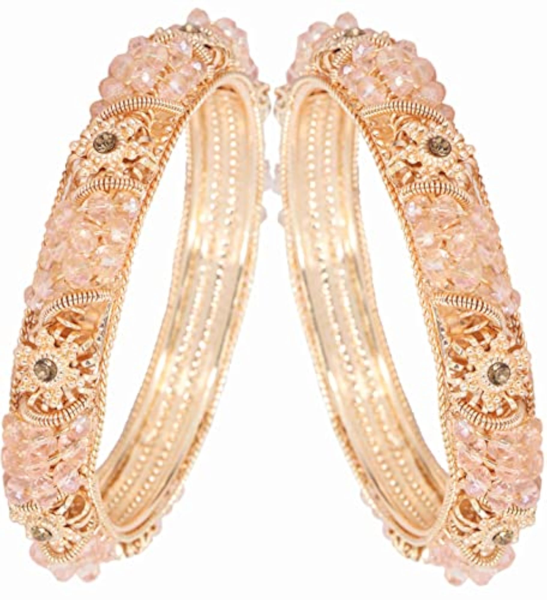 Stylish Flower Kada Set with Zircon Gemstone
