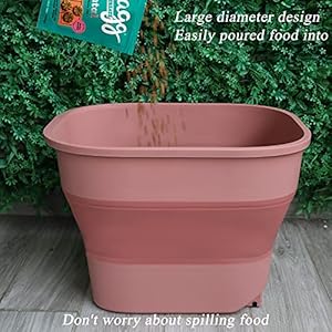 Cat Dog Food Storage Container, Dog Cat Pet Bird Chicken Airtight Foldable Feed Rice Storage Container Bins with Sealed Jar and Scoop Store up 15-30lbs, Pink