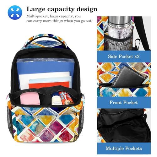Sac à dos aquarelle géométrique ergonomique et grande trousse