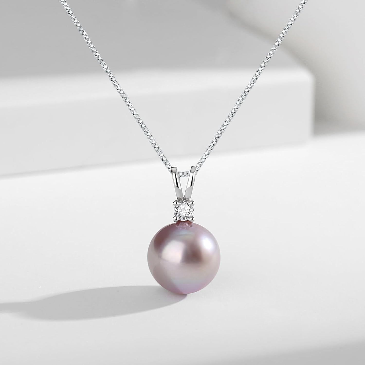 Cultured 11-12MM Round Pink Purple Blue Grey Golden Tahitian Black Pearl Necklace for Women, S925 Sterling Silver 18K Gold Plated, Single Pearl Pendant Necklace - Image 2