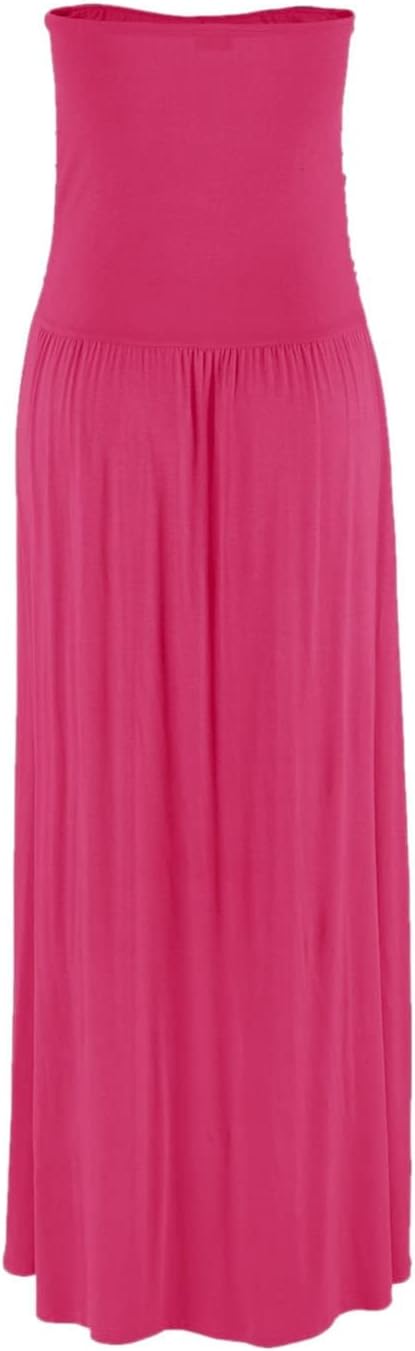 Alaster Queen Women’s Strapless Bandeau Summer Long Floral Dress Off Shoulder Beach Maxi Dress with Pockets - Image 3