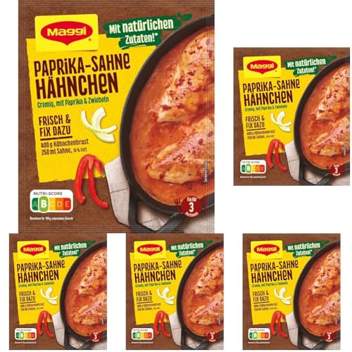 MAGGI Fix für Paprika-Sahne Hähnchen, Würzmischung, mit natürlichen Zutaten*, für 3 Portionen, 5er Pack (1 x 31g)