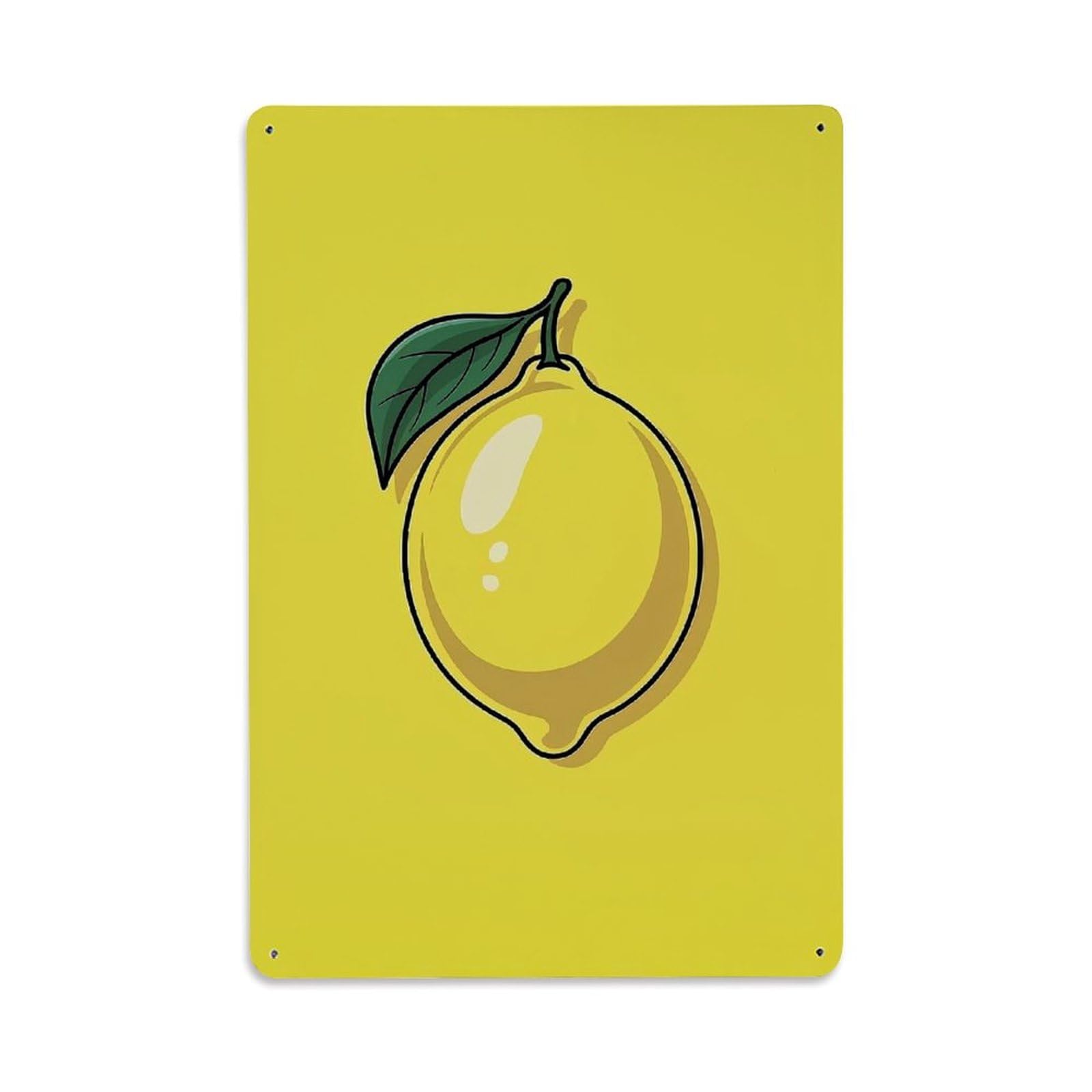 Jdfenggu Vintage Yellow Lemon With Green Leaf Retro Metal Tin Sign, Metal Poster For Bar, Home, Man Cave, Kitchen, Laundry Room Art Decor 8X12 Inch