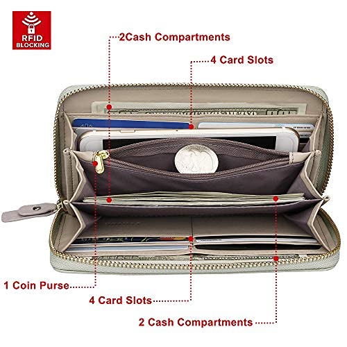 Cartera de pulsera para mujer, cartera de piel sintética vegana con cremallera alrededor del teléfono, tarjetero organizador, C-gris, Cartera con tarjetero 2