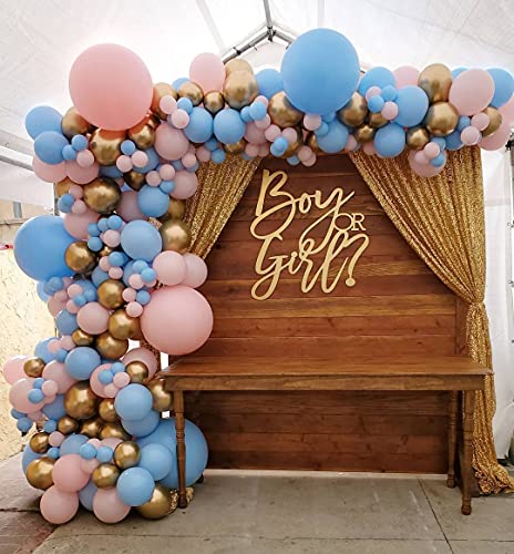 Diy 135Pcs Gender Reveal Balloon Garland Kits Chrome Metallic Latex Balloons 18/10/5Inch Pearl Balloons For Birthday Party Celebration Wedding Gender Reveal He Or She Boy Or Girl (Pink Blue Gold) #TOP3