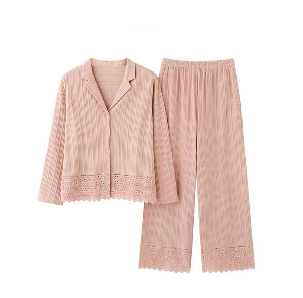 Manga Larga Pijama De Mujer De Dos Piezas,Conjunto De Pijama De Manga Larga para Mujer, Cuello Clásico con Muesca, Algodón Suave Y Cómodo, Rosa Polvorienta, Ropa De Salón, Pijama De Otoño Invie