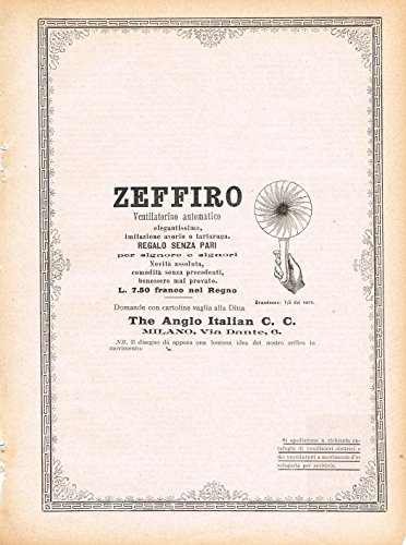 ZEFFIRO VENTILATORINO AUTOMATICO. Anno 1902