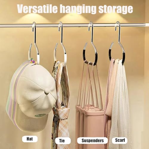 Qinsky 8 Pcs Schalhalter & Mützenhalter mit rutschfesten Haken - Robuster Kleiderschrank-Organizer für Schals, Krawatten, Gürtel und Caps (Schwarz+Weiß)