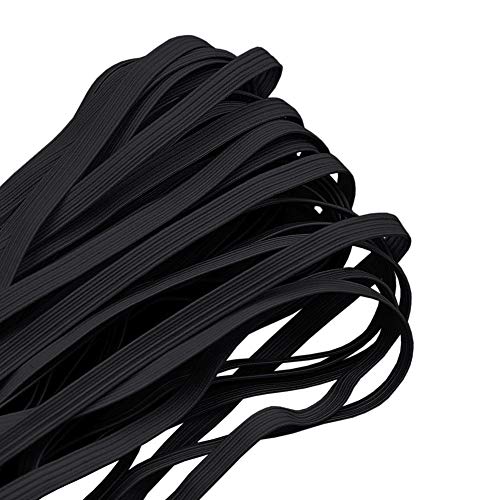 Artfasion 10 Yards Flat Elastic Band 1/4 Elastic Cord Elastic Band Elastic Rope Bungee Heavy Stretch Knit Spool for Sewing Crafts Black