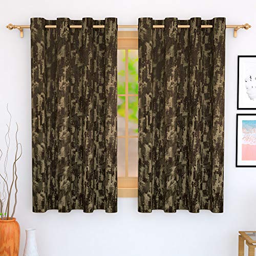 Image of Story@Home Bloom Collection Jacquard Lavish and Modern Rich Textured Solid 2 Piece Eyelet Ring top Window Curtain for Bedroom and Hall - 5 Feet, Rough Brown