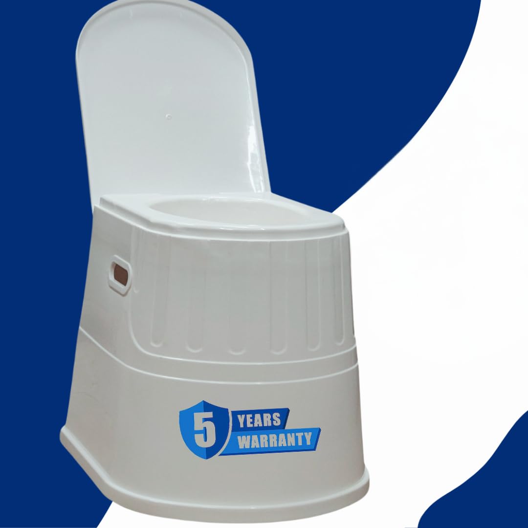 Plastic Heavy Duty Indian to Western Toilet Convertor - Portable Commode Stool for Patients - Round Easygo Toilet Seat (White)-image-17