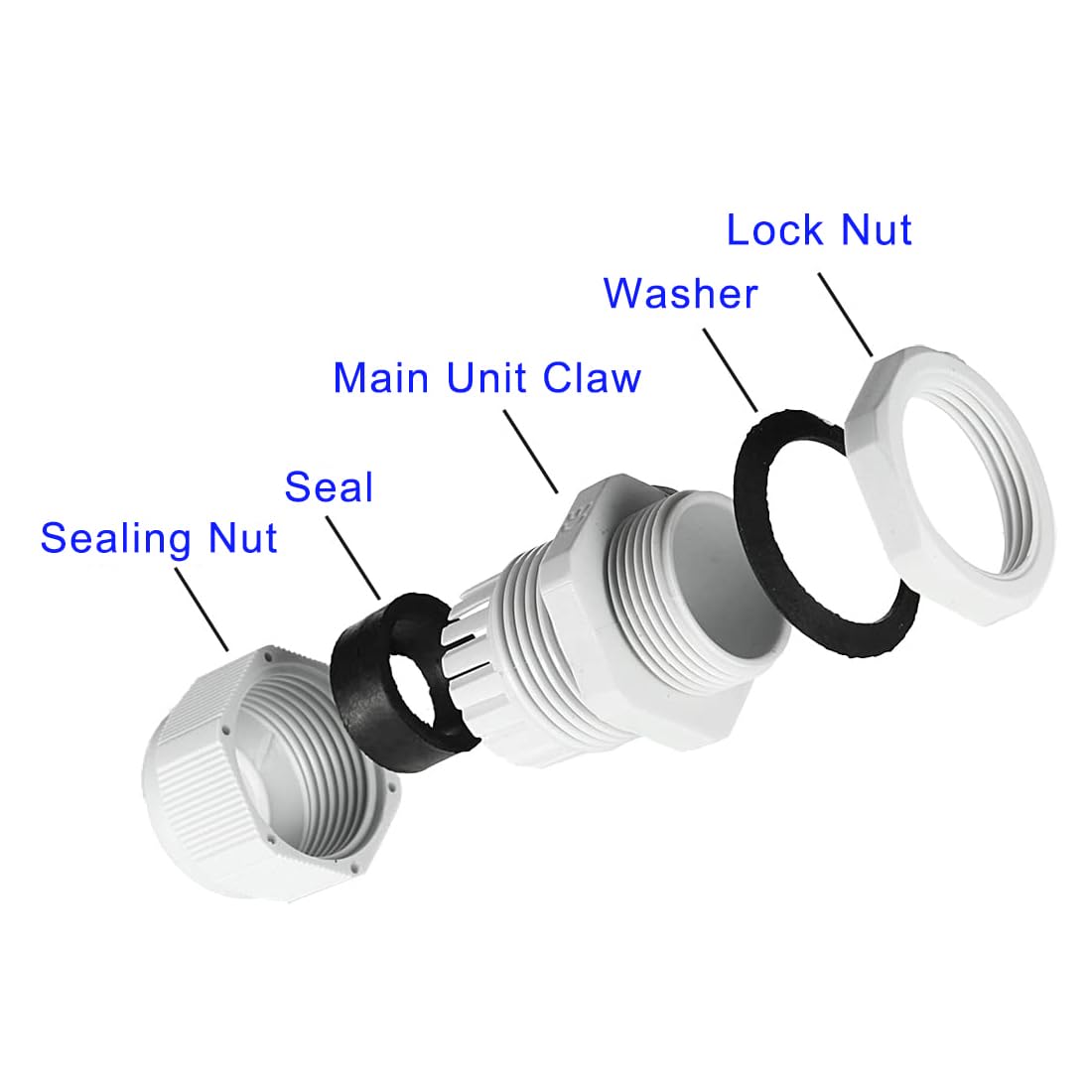 MACHSWON 5Pcs PG9 Cable Gland - Durable Threaded Wire Connector with Locknut for 4-8mm Dia Cable Wire, White - Image 4