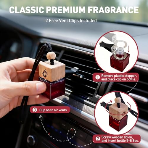 Image of Car Air Freshener Hanging 2 Pack, Rosehip Wine Scent Car Perfume, Long Lasting Automotive Essential Oil Diffuser, Cute Car Accessories for Women