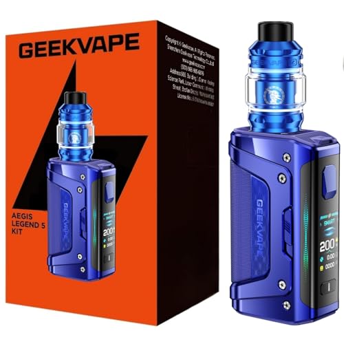 GEEKVAPE Aegis Legend 5 Mod Kit | Aegis Legend 5 Mod Box Mod TC 200W (Batterie Non Incluse) avec Réservoir Sub Ohm Z 5.5ml, Coil Vape Z (Z0.15XM / Z0.4 XM)