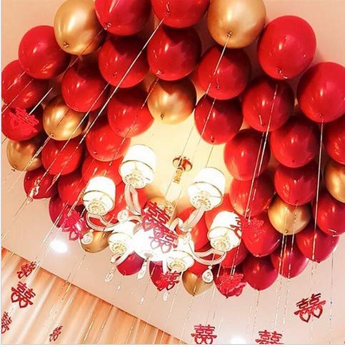 Vail Creations Made in India 12 inch HD Metallic Finish Balloons for Birthday/Anniversary Party Decoration (Red, Pack of 50) 1