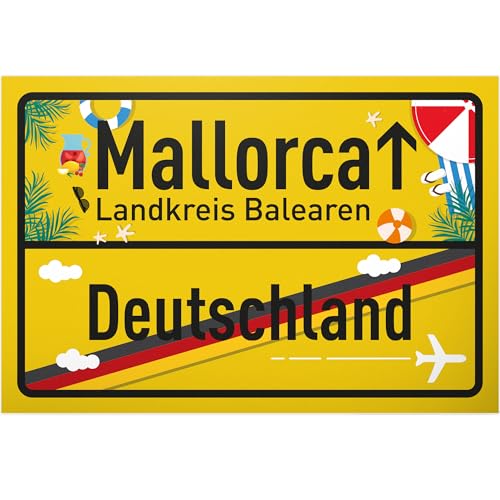 DankeDir! Mallorca Deutschland Ortsschild - Schild 30 x 20 cm - Geschenk Idee Gutschein Reise Urlaub Reisegutschein Männer & Frauen Geldgeschenk Abschiedskarte Geschenkidee Deko Karte