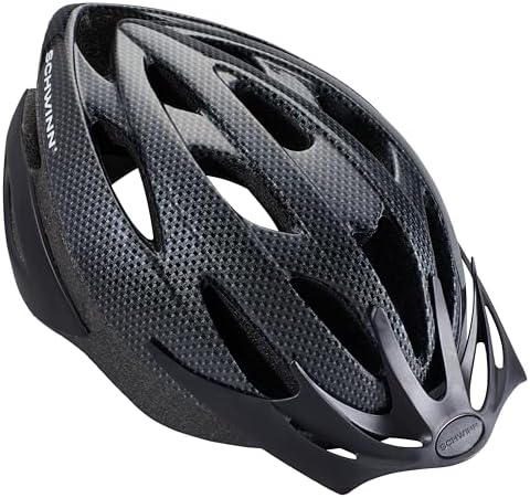 Schwinn Thrasher Helmet for Adults, Black, Size 58 - 62 cm, for Riders Ages 14+, Lightweight Microshell, Adjustable Dial and Straps, Interior Padding, 20 Air Vents, Removable Visor, Adult Bike Helmet