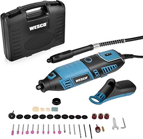 Multifunktionswerkzeug, WESCO 160W Drehwerkzeug MultiPro Kit, 6 Variable Drehzal mit 40 Zubehör Schnellspannbohrfutter und Biegsame Welle für Handwerker und Handwerksprojekte WS3113K