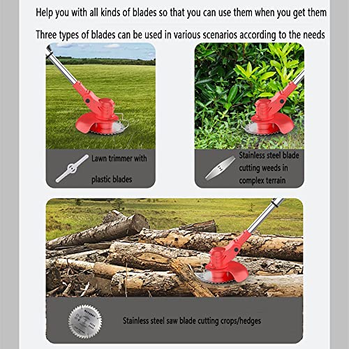 Accu-Grastrimmer Met Accu, Draagbare Grasmaaier, 21 V, Telescoopsteel, Elektrisch, Bosmaaier Voor Grasmaaien, Gazononderhoud, Opritten En Tuin (Rood) 650W,36V - Afbeelding 4