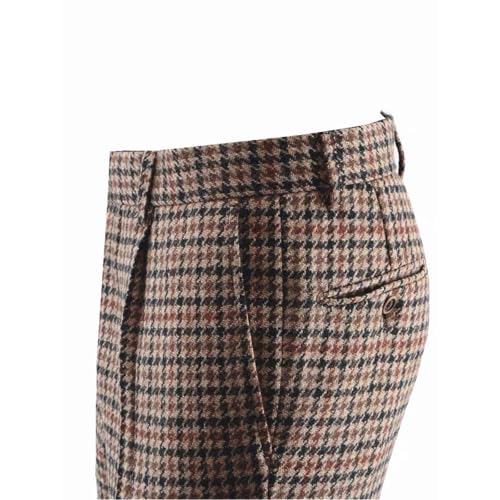 Men's Tweed Plaid Suit Pants Wool Formal Suit Pants Classic Fit Business Versatile Dress Suit Trousers3