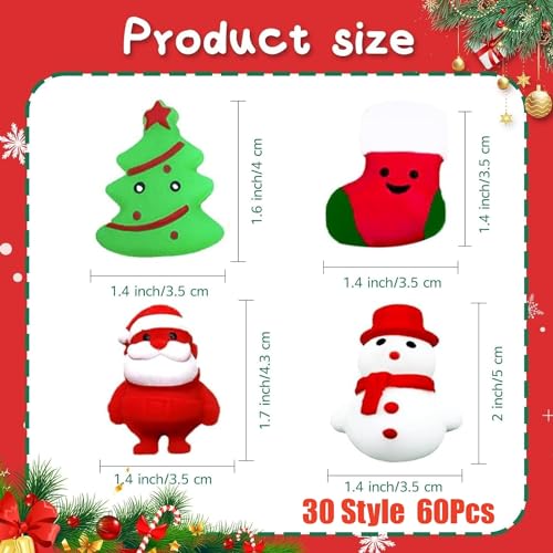 LATERN 60Pcs Christmas Mochi Squishy Toys - Image 3