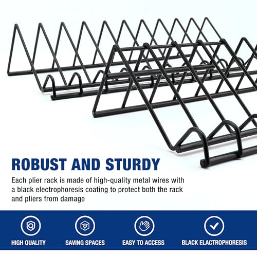 Image of WORKPRO 2-Pack Plier Organizer Rack, 20 Slots Tool Drawer Organizer for Spring-Loaded, Regular and Wide-Handle Pliers, Metal Wire Construction, Black Coating, 11.2 inch x 5.5 inch x 2.6 inch (Pliers Not Included)