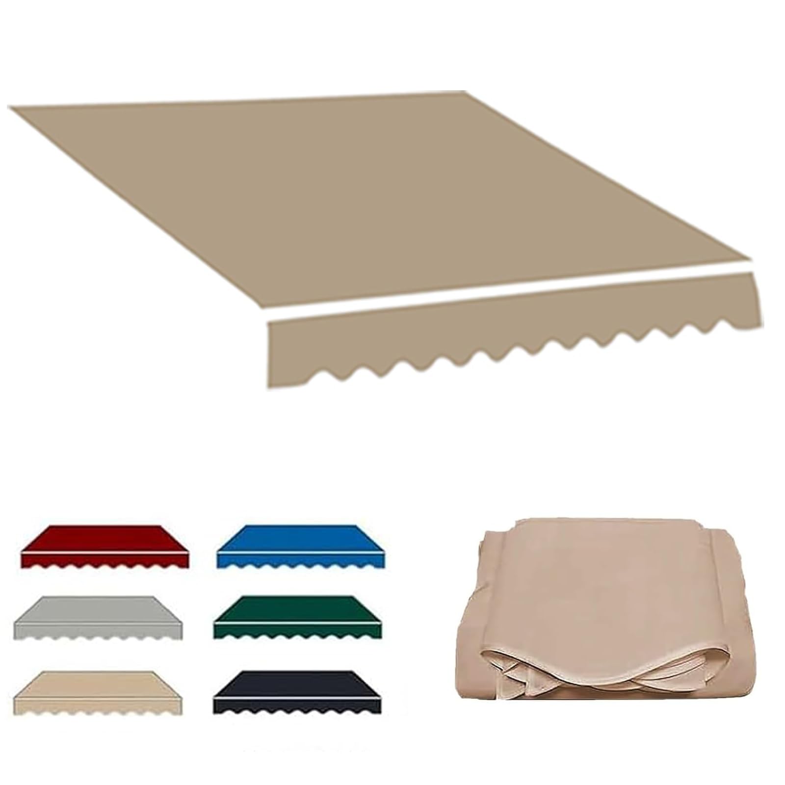 ROFBIHG Retractable Patio Awning Replacement Fabric, Sunshade Patio Awnings Replace Canvas, Weatherproof Replacement Fabric Valance for Yard Garden Windows (Without Frame)(Khaki,5.5x1.5m(18x5ft))